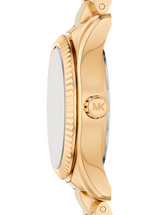 Michael Kors Womens Petite Lexington Pave Gold-Tone Watch
