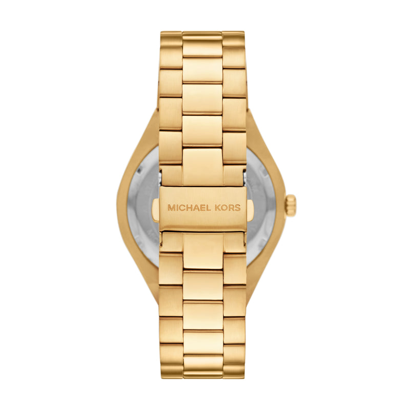 Michael Kors Mens Lennox Three-Hand Gold-Tone Stainless Steel Watch