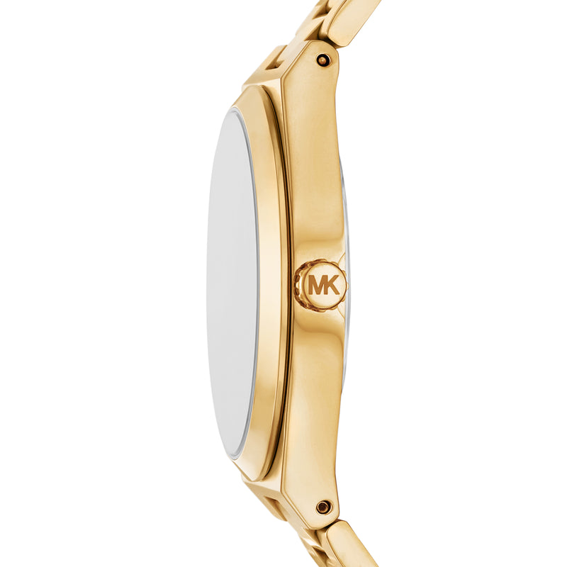Michael Kors Mens Lennox Three-Hand Gold-Tone Stainless Steel Watch