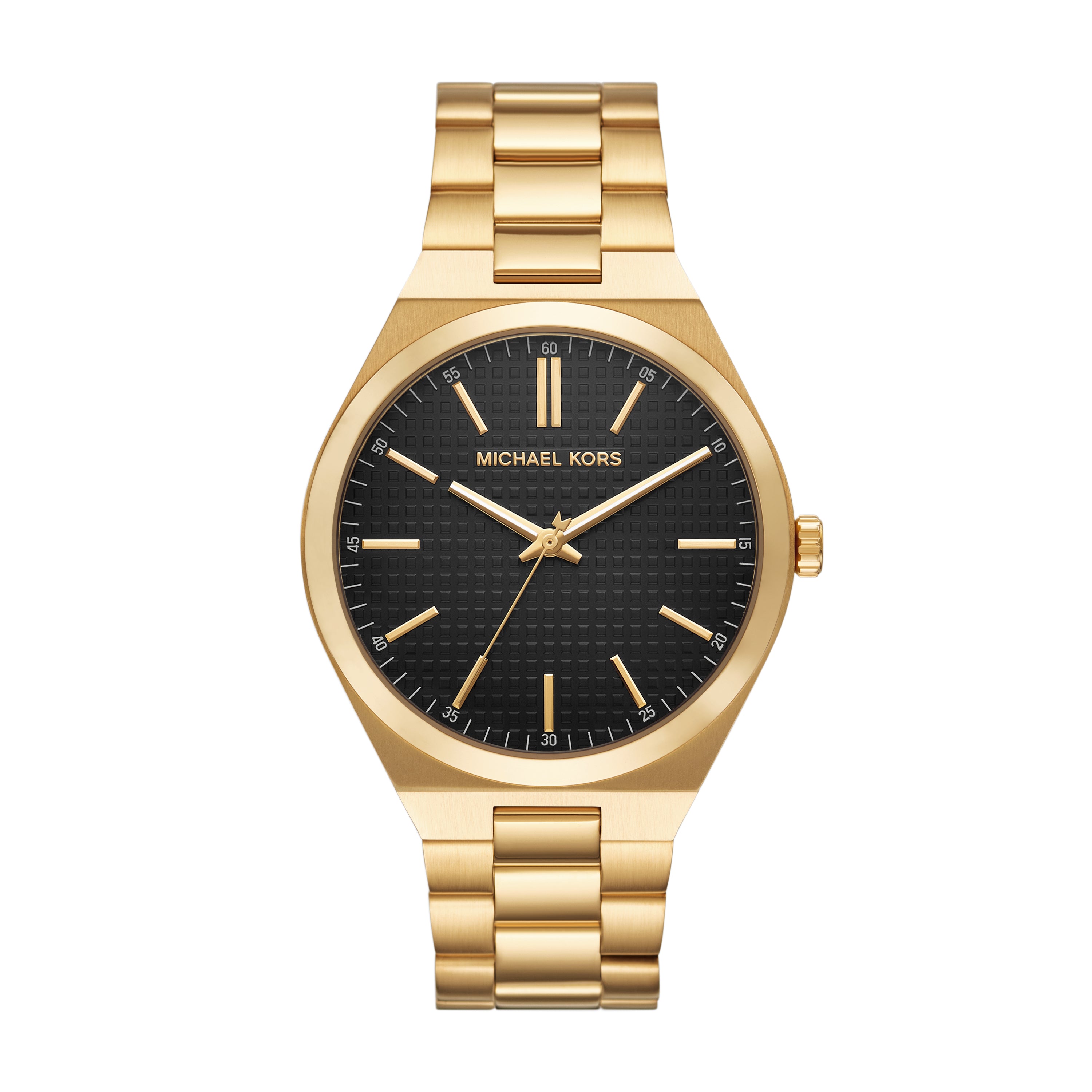 Michael Kors Mens Lennox Three-Hand Gold-Tone Stainless Steel Watch