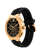 Michael Kors Mens Oversized Billie Gold-Tone and Silicone Watch