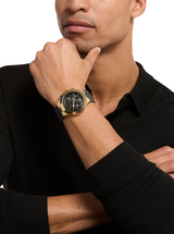 Michael Kors Mens Oversized Billie Gold-Tone and Silicone Watch