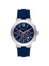 Michael Kors Mens Oversized Billie Silver-Tone and Silicone Watch