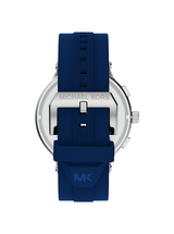 Michael Kors Mens Oversized Billie Silver-Tone and Silicone Watch