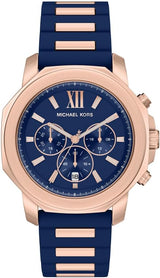 Michael Kors Mens Prescott Gold-Tone and Silicone Watch