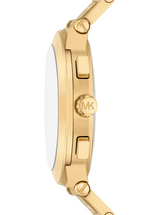 Michael Kors Mens Oversized Billie Gold-Tone Watch and Bracelet Gift Set