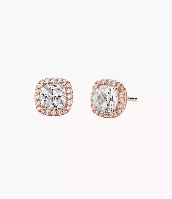 Michael Kors Cushion Cut Stud Earrings - Rose Gold Plated