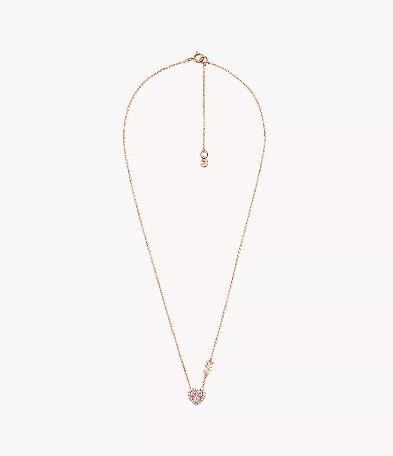 Michael Kors Heart-Cut Pendant Necklace - Rose Gold Plated
