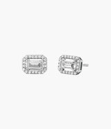 Michael Kors Brilliance Emerald Halo Stud Earrings - Silver-Plated