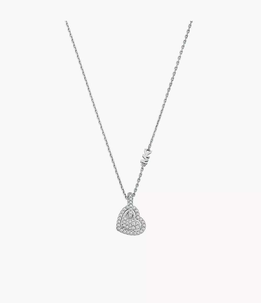 Michael Kors Heart Charm Pendant Necklace - Silver-Plated