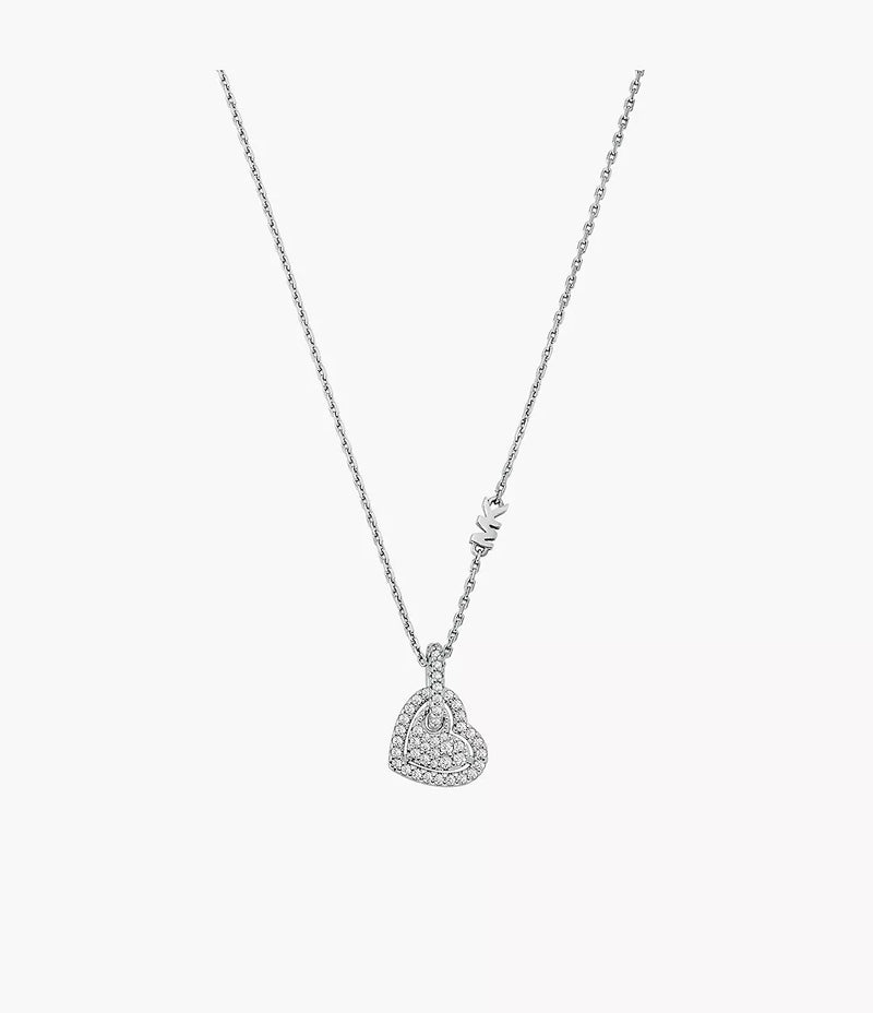 Michael Kors Heart Charm Pendant Necklace - Silver-Plated