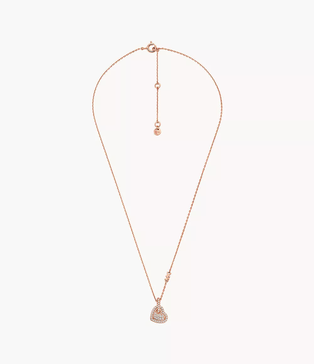 Michael Kors Heart Charm Pendant Necklace - Rose-Gold-Plated