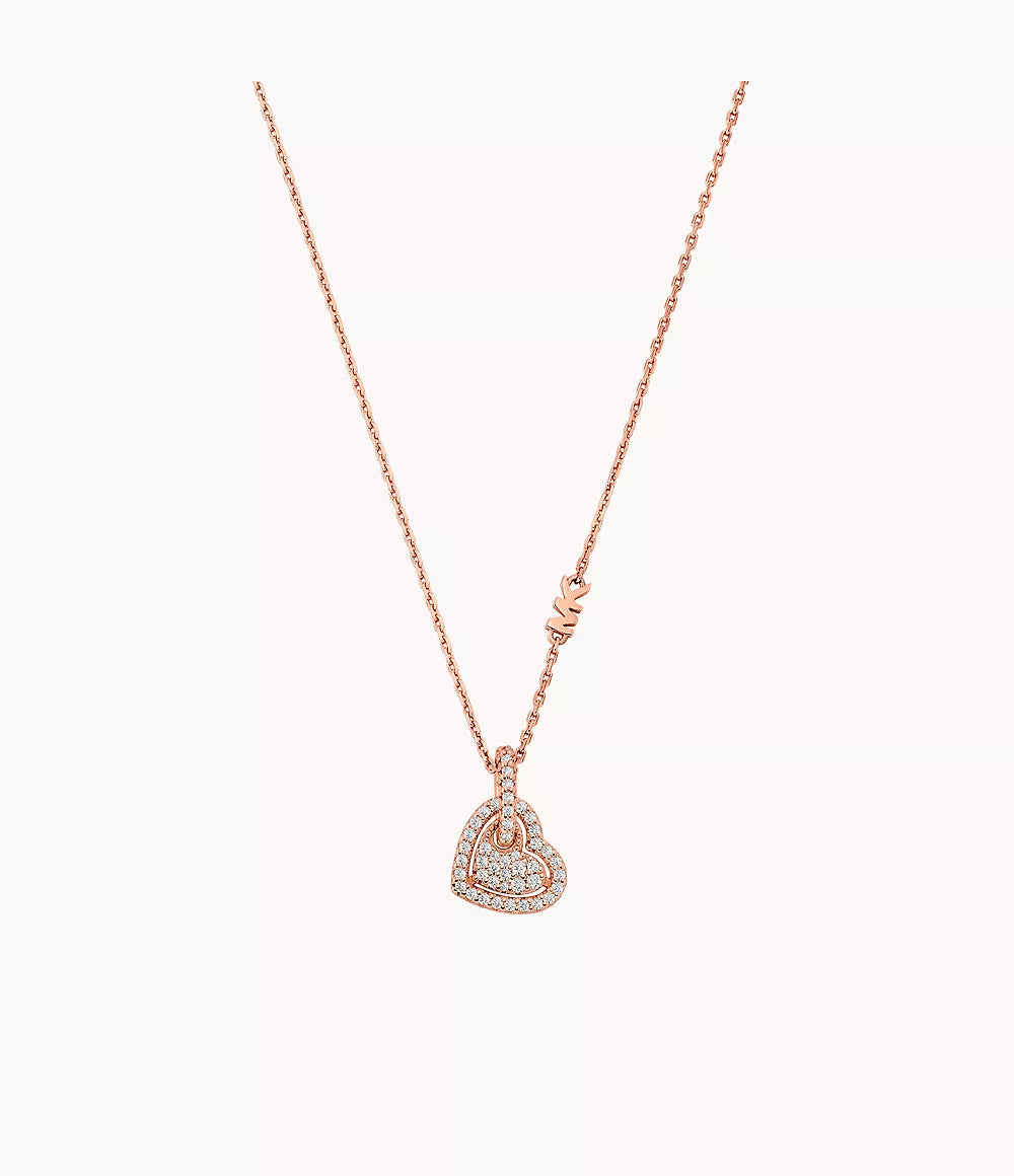 Michael Kors Heart Charm Pendant Necklace - Rose-Gold-Plated