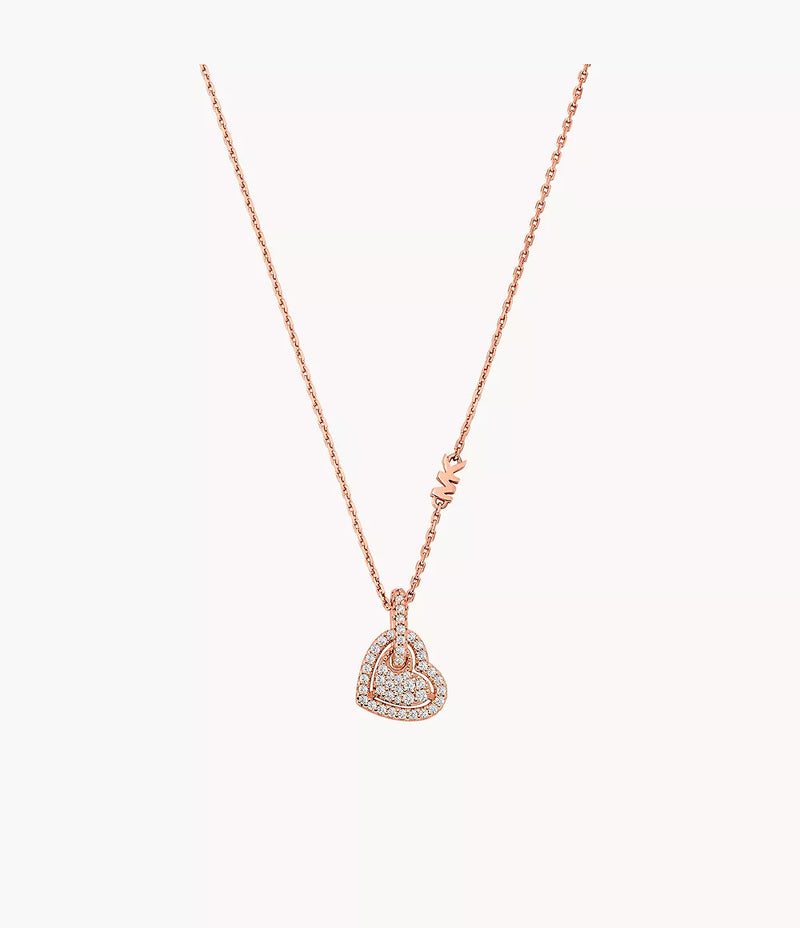 Michael Kors Heart Charm Pendant Necklace - Rose-Gold-Plated