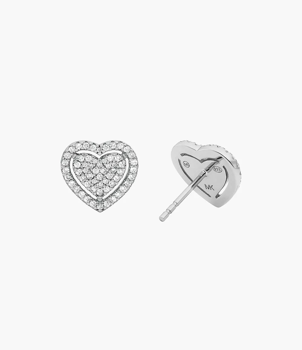 Michael Kors Heart Stud Earrings - Silver-Plated
