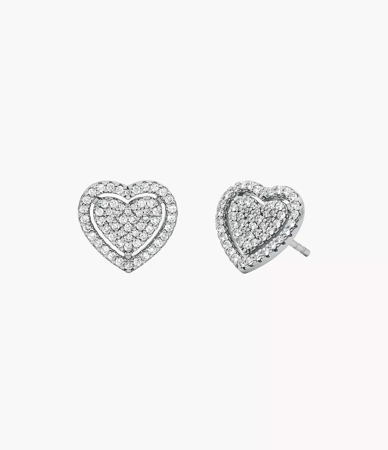 Michael Kors Heart Stud Earrings - Silver-Plated