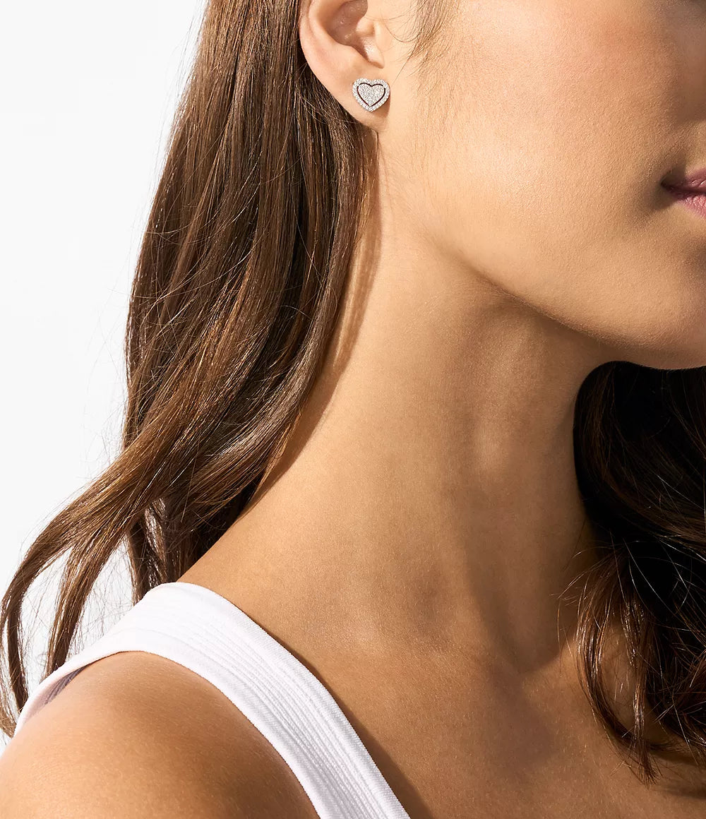Michael Kors Heart Stud Earrings - Silver-Plated