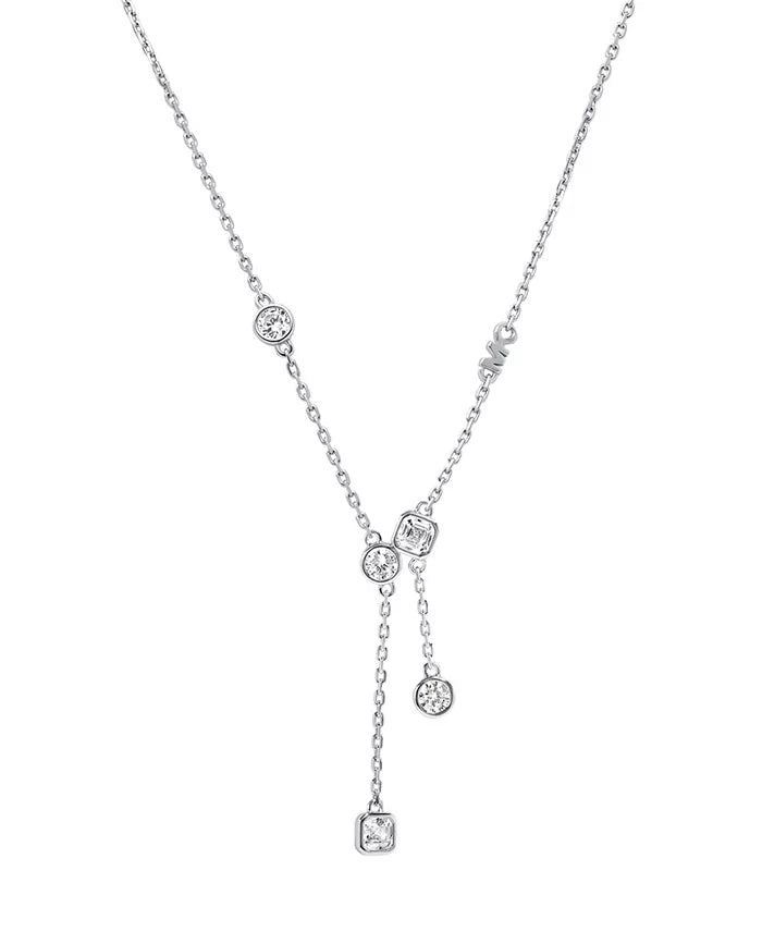 Michael Kors Silver-Plated Bezel Necklace