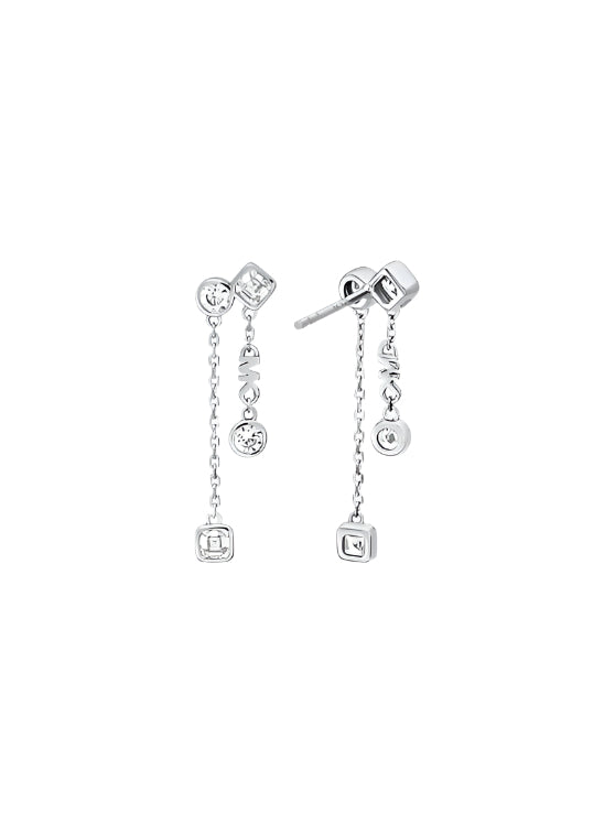 Michael Kors Silver-Plated Bezel Drop Earrings