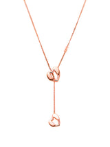 Michael Kors Rose Gold Double Faceted Heart Lariat Necklace