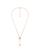 Michael Kors Rose Gold Double Faceted Heart Lariat Necklace