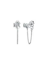 Michael Kors Silver-Plated Mini Mk Chain Earrings