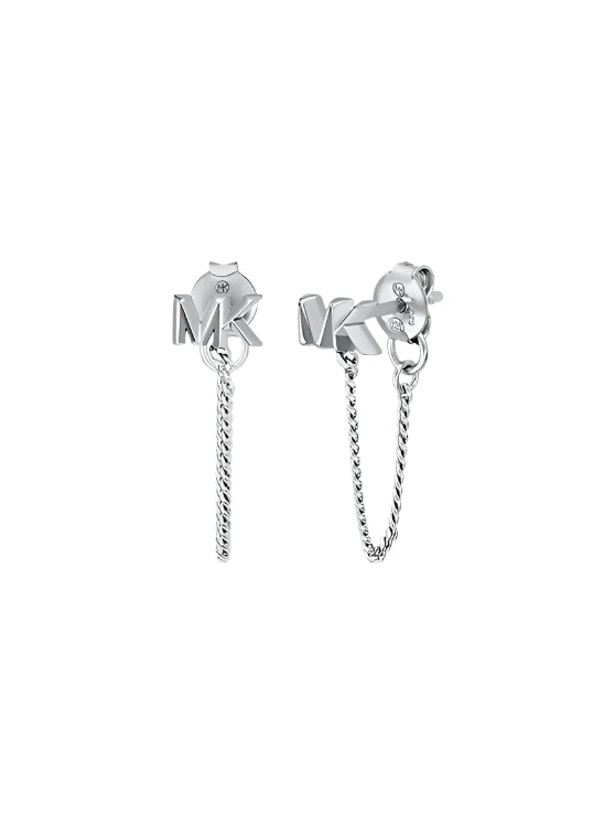 Michael Kors Silver-Plated Mini Mk Chain Earrings