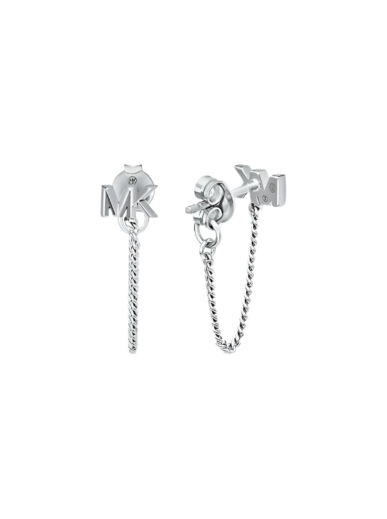 Michael Kors Silver-Plated Mini Mk Chain Earrings