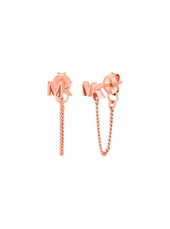 Michael Kors Rose Gold-Plated Mini MK Chain Earrings