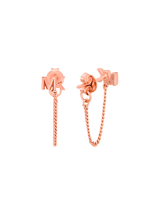 Michael Kors Rose Gold-Plated Mini MK Chain Earrings