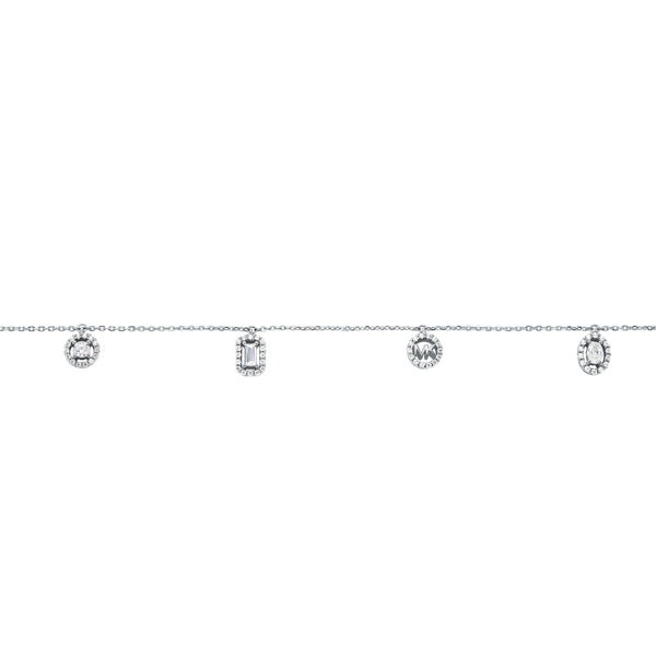 Michael Kors Silver-Plated Multi Stone Necklace