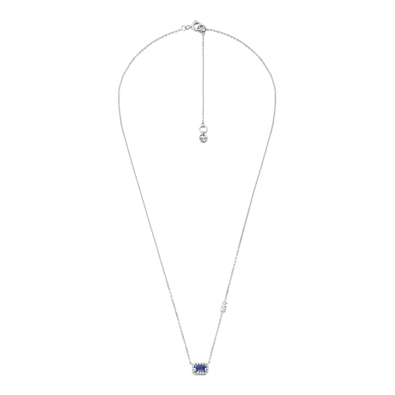 Michael Kors Silver-Plated Emerald Cut Pendant Necklace