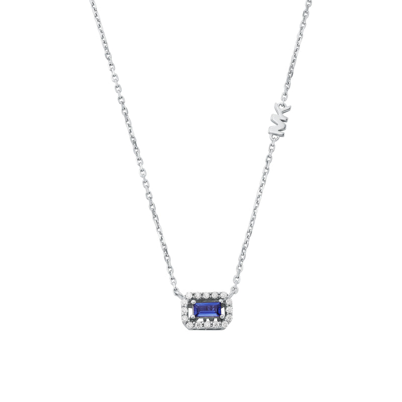 Michael Kors Silver-Plated Emerald Cut Pendant Necklace