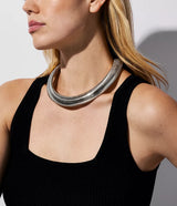 Michael Kors Platinum Plated Ribbon Flex Collar Necklace