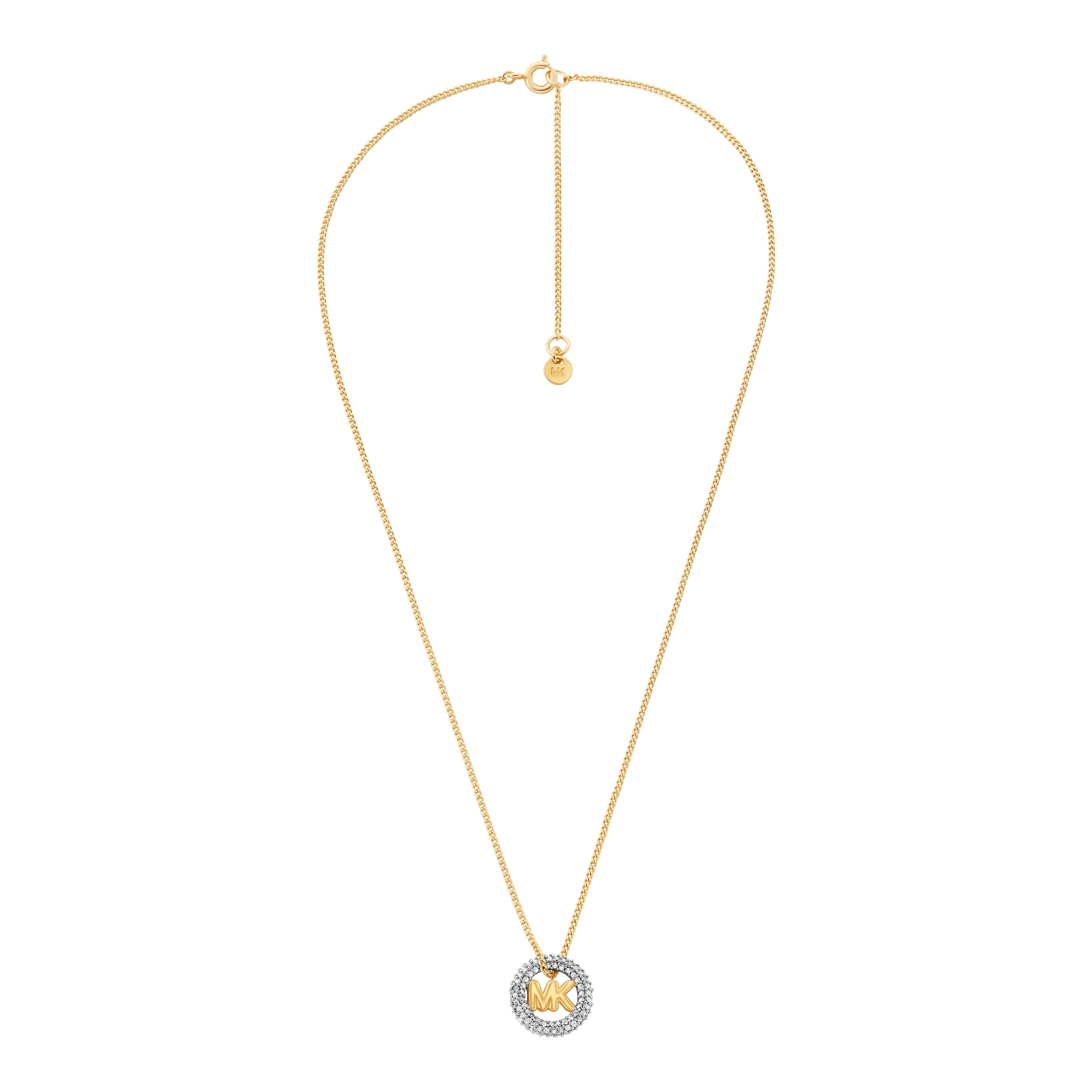 Michael Kors Gold-Tone Small Pavé Logo Pendant Necklace – ShopCGX