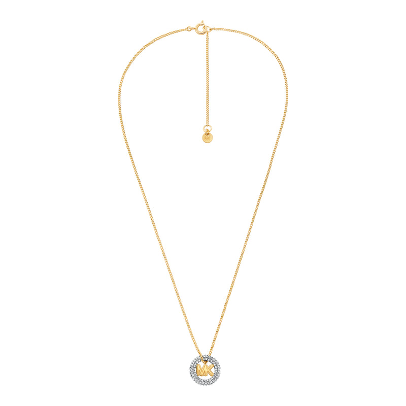 Michael Kors Gold-Tone Small Pavé Logo Pendant Necklace