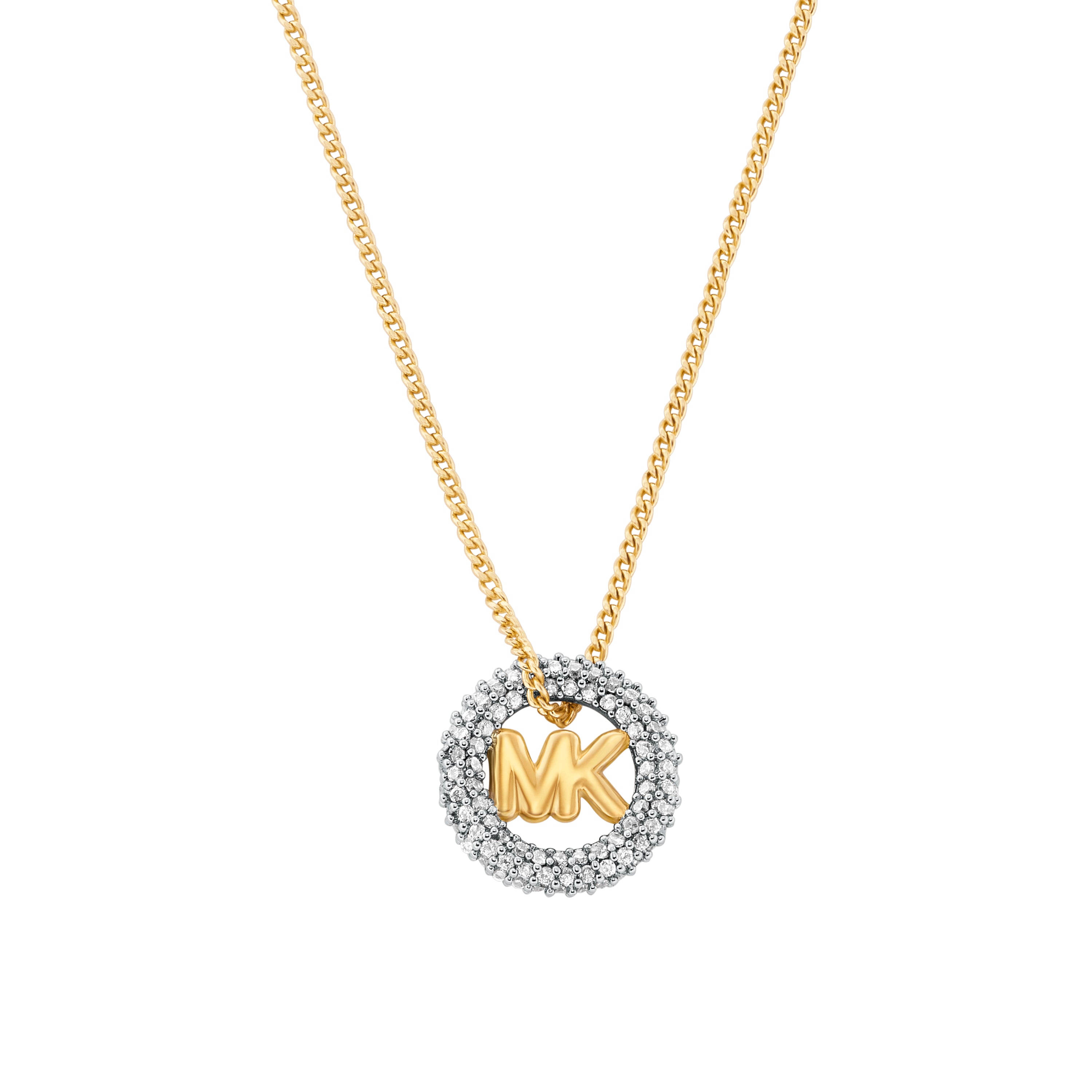 Michael Kors Gold-Tone Small Pavé Logo Pendant Necklace – ShopCGX