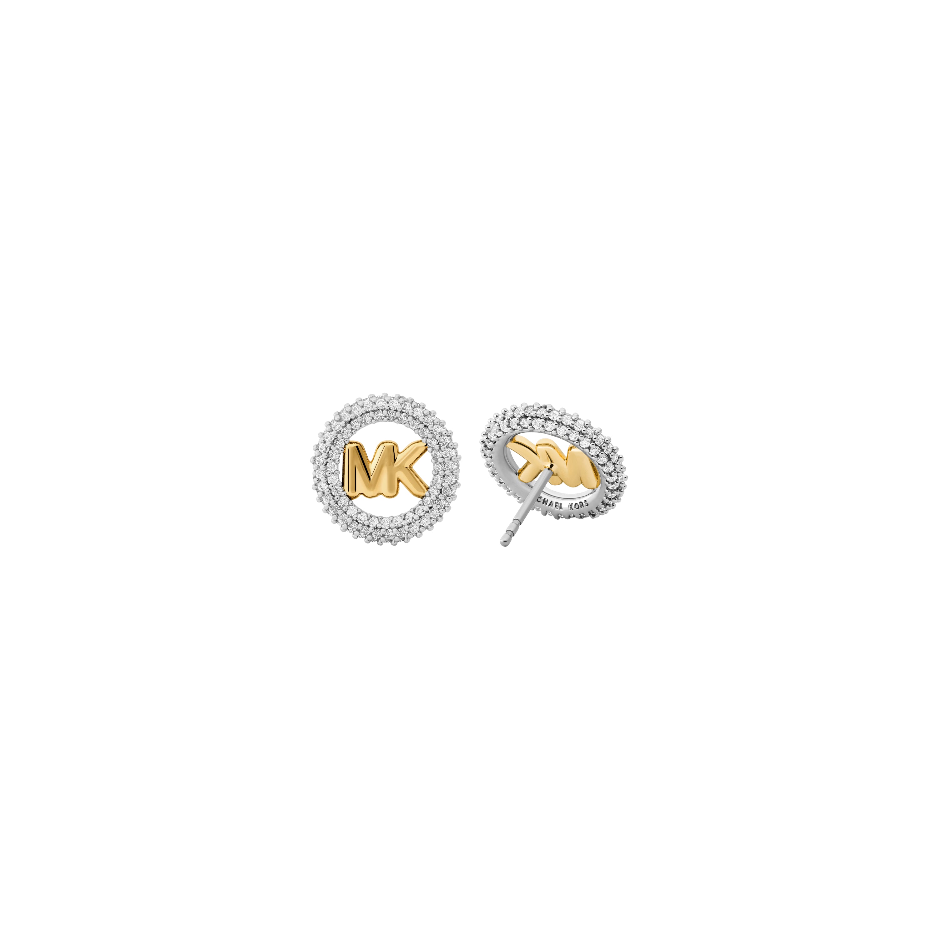 Michael Kors Gold-Tone Small Pavé Logo Stud Earrings