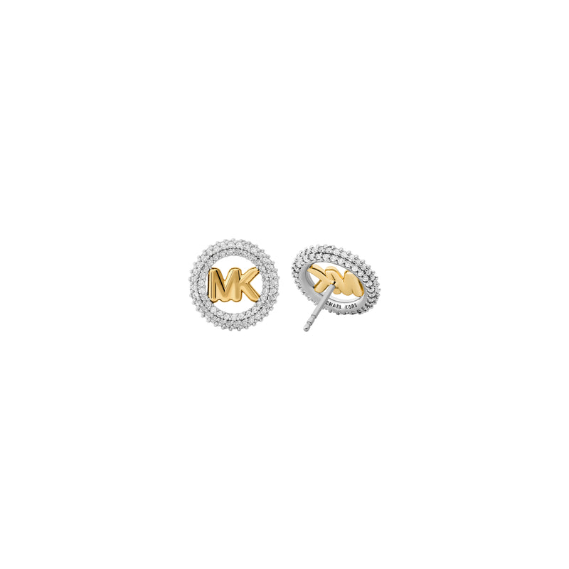 Michael Kors Gold-Tone Small Pavé Logo Stud Earrings