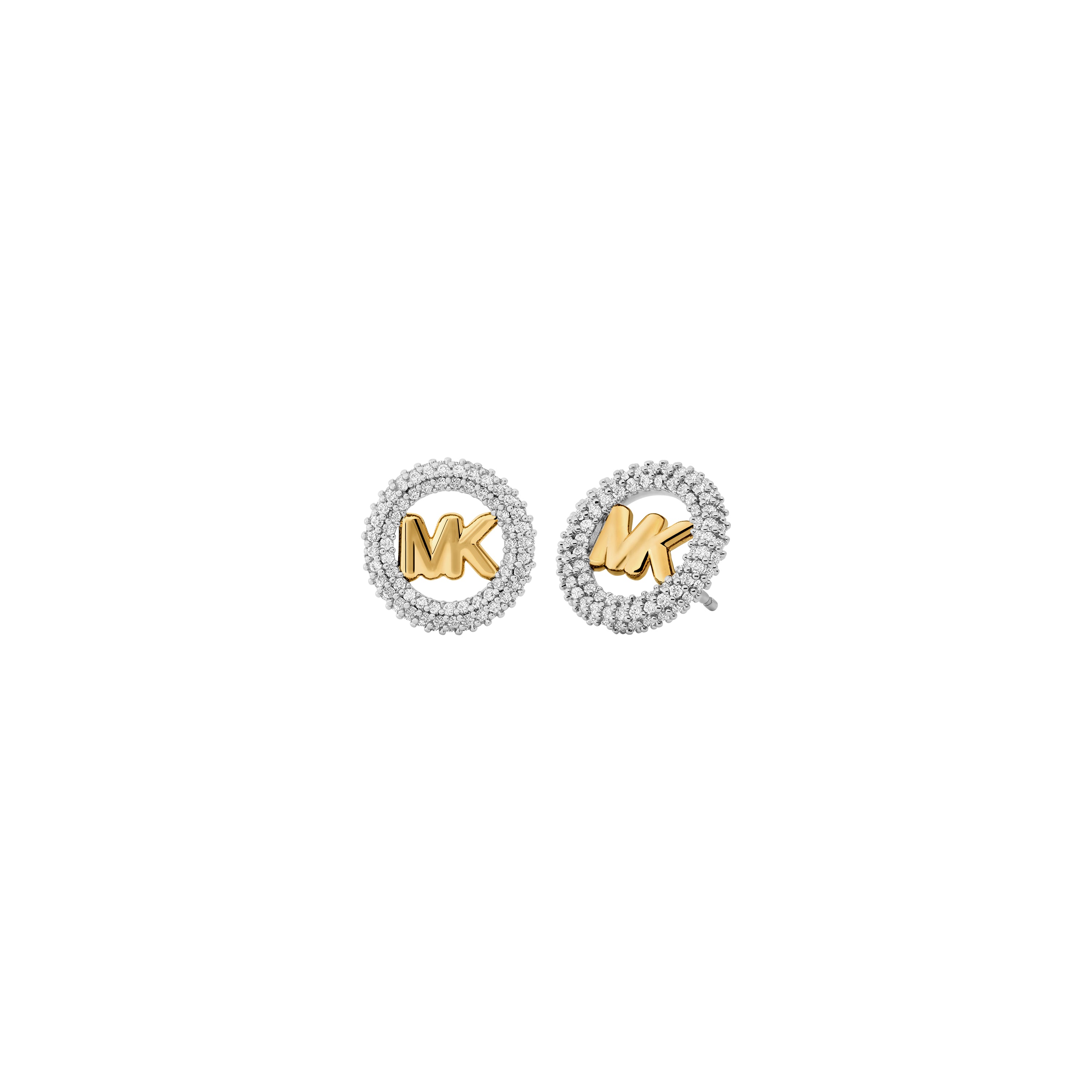 Michael Kors Gold-Tone Small Pavé Logo Stud Earrings