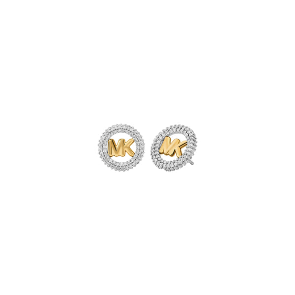 Michael Kors Gold-Tone Small Pavé Logo Stud Earrings