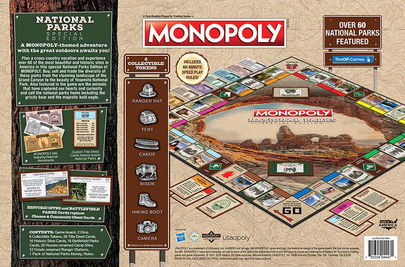 The OP Games Monopoly: National Parks Edition Board Game