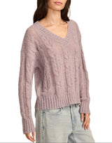 Lucky Brand Womens Mohair Cable Pullover Sweater