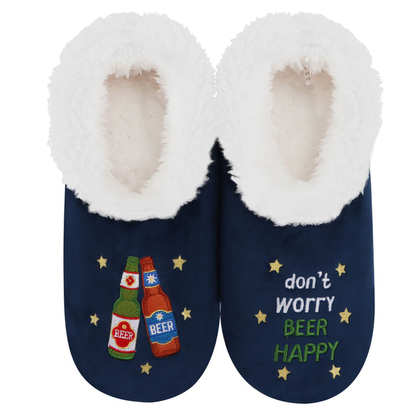 Snoozies Mens Beer Happy Pairable Slipper