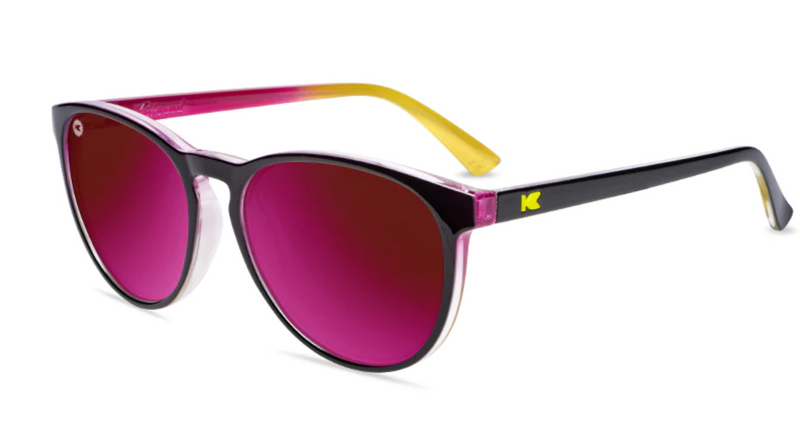 Knockaround Mai Tais Glossy Black Frame - Fuchsia Lens - Polarized Sunglasses