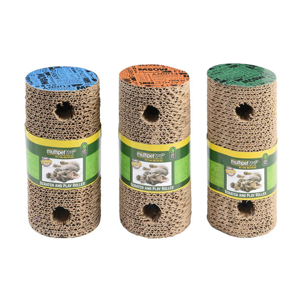 Multipet Cardboard Scratcher Roller Cat Toy- Assorted