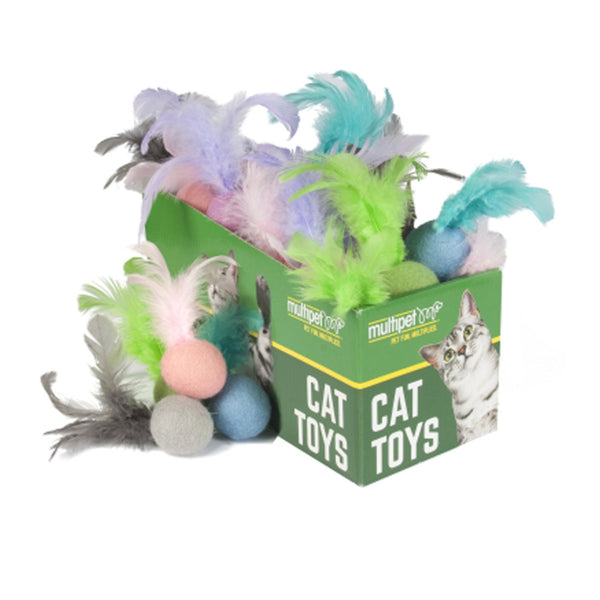 Multipet Felt Ball with Feathers Cat Toy