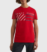 Tommy Hilfiger Mens Slim Fit Chest Stripe Flag Short Sleeve T-Shirt