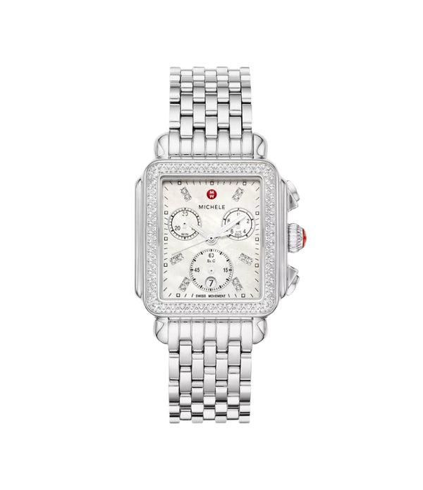 Michele Deco Stainless Diamond Watch