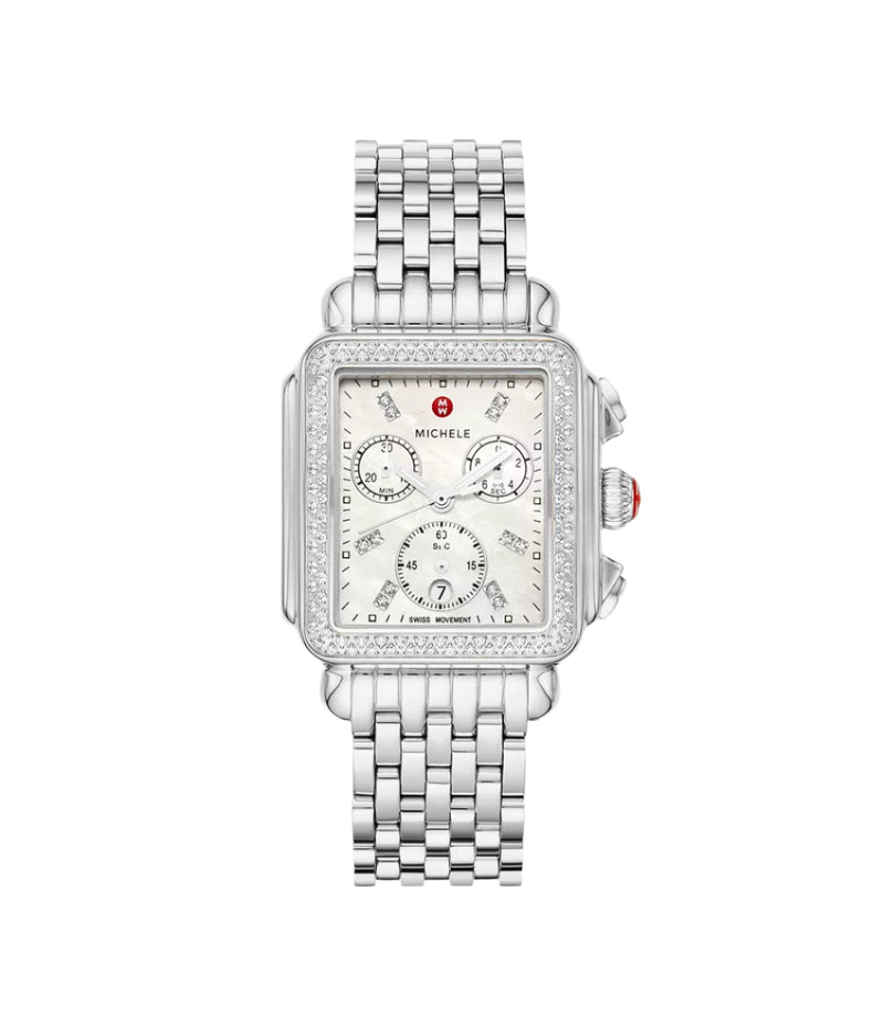 Michele Deco Stainless Diamond Watch